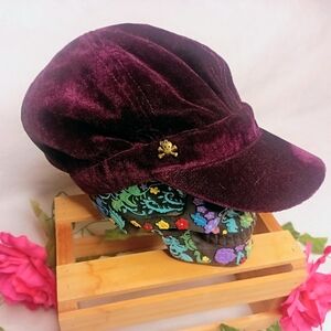**Vintage** 💜 ☠️ Pink Cookie Purple Velvet Hat 💜 ☠️